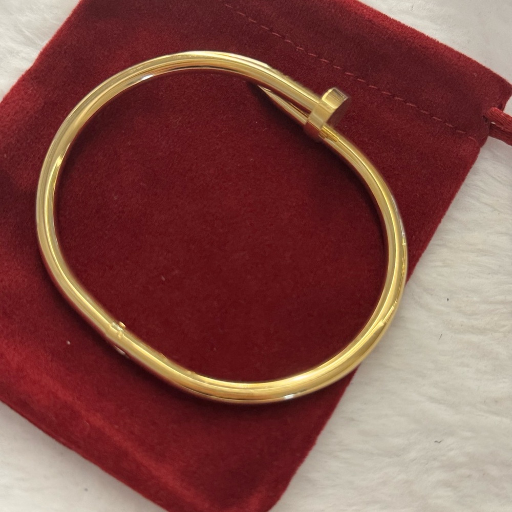 Sophisticated Gold Nail Bangle Bracelet